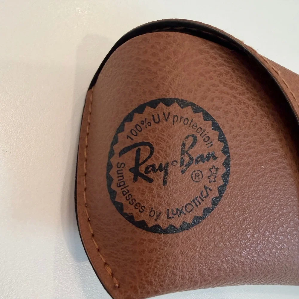 Ray-Ban Brown Faux Leather Sunglasses Case‎ Snap ClosE Luxottica CASE ONLY
